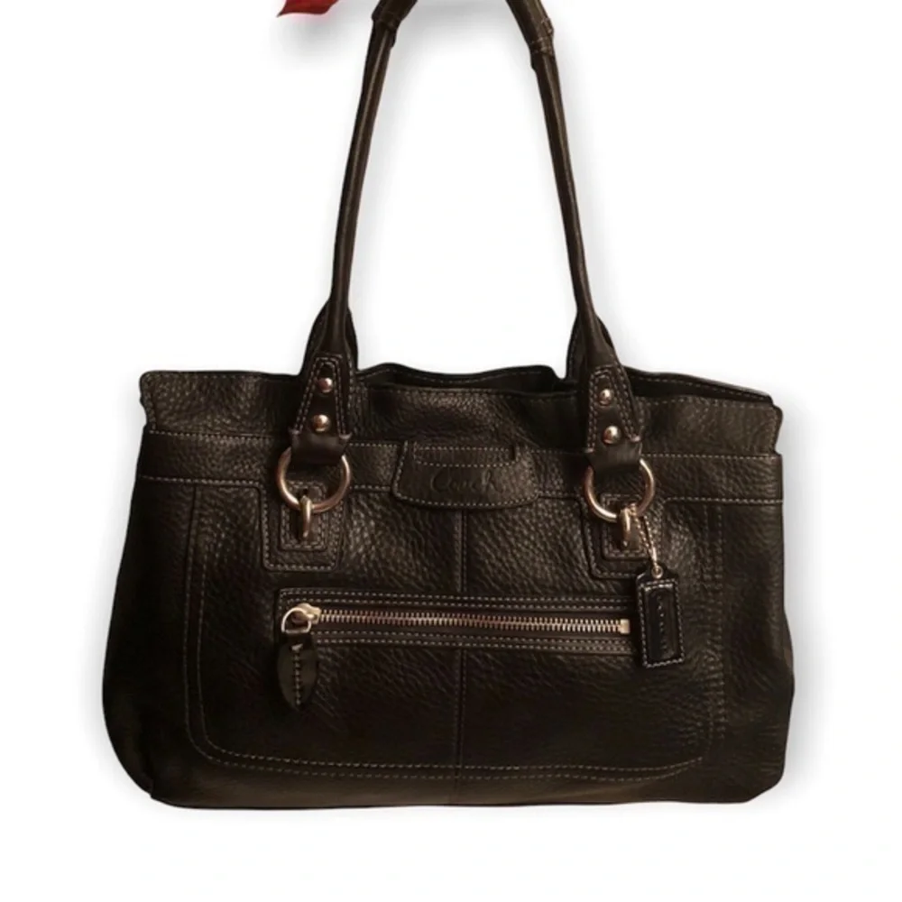Coach black pebbles leather Penelope bag ruffled edge